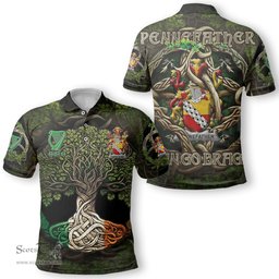 ScotsTee Shop Irish Pennefather Coat of Arms Irish Polo Shirt Family Crest Irish Is My Root Polo Shirt