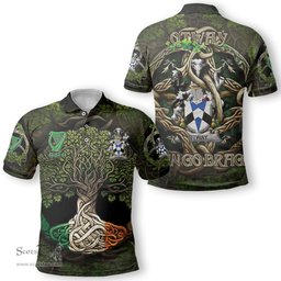 ScotsTee Shop Irish Otway Coat of Arms Irish Polo Shirt Family Crest Irish Is My Root Polo Shirt
