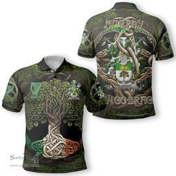 ScotsTee Shop Irish Murphy Wexford Coat of Arms Irish Polo Shirt Family Crest Irish Is My Root Polo Shirt