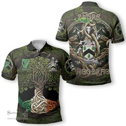 ScotsTee Shop Irish Shore Coat of Arms Irish Polo Shirt Family Crest Irish Is My Root Polo Shirt