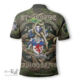 ScotsTee Shop Irish St George Coat of Arms Irish Polo Shirt Family Crest Irish Is My Root Polo Shirt
