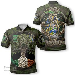 ScotsTee Shop Irish Pike Coat of Arms Irish Polo Shirt Family Crest Irish Is My Root Polo Shirt