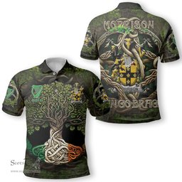 ScotsTee Shop Irish Morrison Coat of Arms Irish Polo Shirt Family Crest Irish Is My Root Polo Shirt