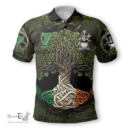ScotsTee Shop Irish Power Coat of Arms Irish Polo Shirt Family Crest Irish Is My Root Polo Shirt