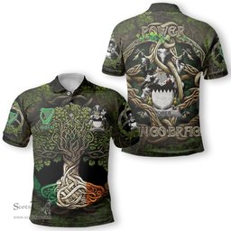 ScotsTee Shop Irish Power Coat of Arms Irish Polo Shirt Family Crest Irish Is My Root Polo Shirt