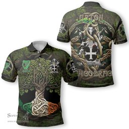 ScotsTee Shop Irish Upton Coat of Arms Irish Polo Shirt Family Crest Irish Is My Root Polo Shirt