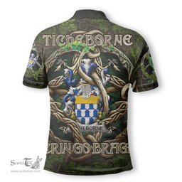 ScotsTee Shop Irish Ticheborne Coat of Arms Irish Polo Shirt Family Crest Irish Is My Root Polo Shirt