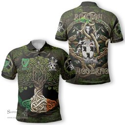 ScotsTee Shop Irish Ruxton Coat of Arms Irish Polo Shirt Family Crest Irish Is My Root Polo Shirt