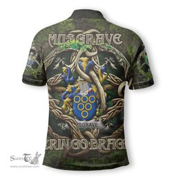 ScotsTee Shop Irish Musgrave Coat of Arms Irish Polo Shirt Family Crest Irish Is My Root Polo Shirt
