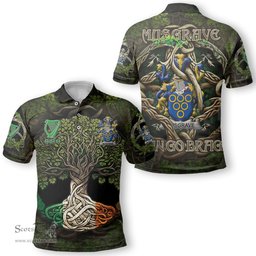 ScotsTee Shop Irish Musgrave Coat of Arms Irish Polo Shirt Family Crest Irish Is My Root Polo Shirt