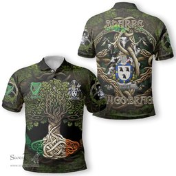 ScotsTee Shop Irish Sharpe Coat of Arms Irish Polo Shirt Family Crest Irish Is My Root Polo Shirt
