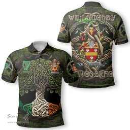 ScotsTee Shop Irish Willoughby Coat of Arms Irish Polo Shirt Family Crest Irish Is My Root Polo Shirt