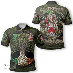 ScotsTee Shop Irish Singleton Coat of Arms Irish Polo Shirt Family Crest Irish Is My Root Polo Shirt