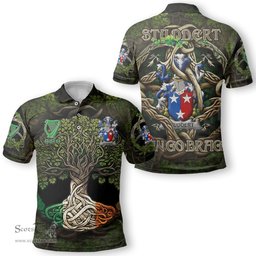 ScotsTee Shop Irish Studdert Coat of Arms Irish Polo Shirt Family Crest Irish Is My Root Polo Shirt