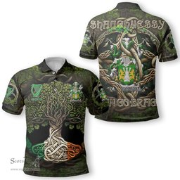ScotsTee Shop Irish Shaughnessy or O Shaughnessy Coat of Arms Irish Polo Shirt Family Crest Irish Is My Root Polo Shirt