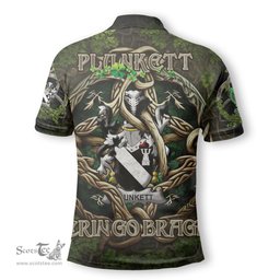 ScotsTee Shop Irish Plunkett Coat of Arms Irish Polo Shirt Family Crest Irish Is My Root Polo Shirt