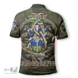 ScotsTee Shop Irish Owen Coat of Arms Irish Polo Shirt Family Crest Irish Is My Root Polo Shirt
