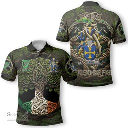 ScotsTee Shop Irish Ward Coat of Arms Irish Polo Shirt Family Crest Irish Is My Root Polo Shirt