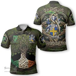 ScotsTee Shop Irish Osborne Coat of Arms Irish Polo Shirt Family Crest Irish Is My Root Polo Shirt