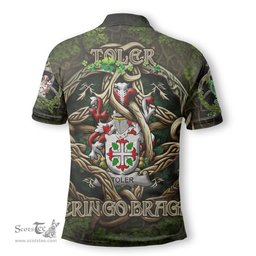 ScotsTee Shop Irish Toler or Toller Coat of Arms Irish Polo Shirt Family Crest Irish Is My Root Polo Shirt