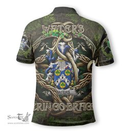 ScotsTee Shop Irish Waters Coat of Arms Irish Polo Shirt Family Crest Irish Is My Root Polo Shirt