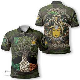 ScotsTee Shop Irish Wotton Coat of Arms Irish Polo Shirt Family Crest Irish Is My Root Polo Shirt