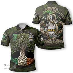 ScotsTee Shop Irish Parke Coat of Arms Irish Polo Shirt Family Crest Irish Is My Root Polo Shirt
