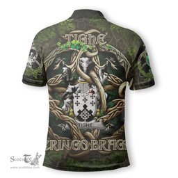 ScotsTee Shop Irish Tighe or O Teague Coat of Arms Irish Polo Shirt Family Crest Irish Is My Root Polo Shirt