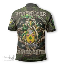 ScotsTee Shop Irish Vandeleur Coat of Arms Irish Polo Shirt Family Crest Irish Is My Root Polo Shirt