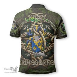 ScotsTee Shop Irish Shea or O Shee Coat of Arms Irish Polo Shirt Family Crest Irish Is My Root Polo Shirt