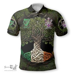 ScotsTee Shop Irish Riggs Coat of Arms Irish Polo Shirt Family Crest Irish Is My Root Polo Shirt