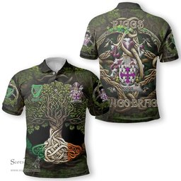 ScotsTee Shop Irish Riggs Coat of Arms Irish Polo Shirt Family Crest Irish Is My Root Polo Shirt
