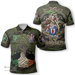ScotsTee Shop Irish Mulrony or O Mulroney Coat of Arms Irish Polo Shirt Family Crest Irish Is My Root Polo Shirt