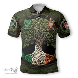 ScotsTee Shop Irish Wickham Coat of Arms Irish Polo Shirt Family Crest Irish Is My Root Polo Shirt
