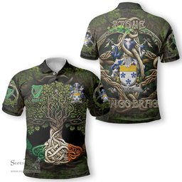 ScotsTee Shop Irish Stone Coat of Arms Irish Polo Shirt Family Crest Irish Is My Root Polo Shirt