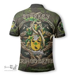 ScotsTee Shop Irish Starkey Coat of Arms Irish Polo Shirt Family Crest Irish Is My Root Polo Shirt