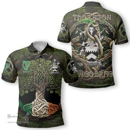 ScotsTee Shop Irish Thornton Coat of Arms Irish Polo Shirt Family Crest Irish Is My Root Polo Shirt