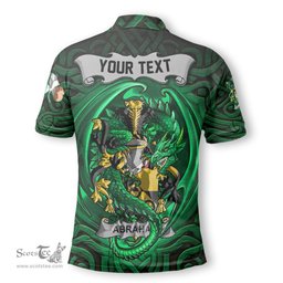 ScotsTee Shop Irish Abraham Coat of Arms Irish Polo Shirt Family Crest Green Dragon Of Ireland Polo Shirt