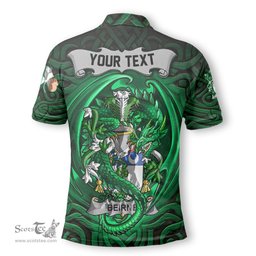 ScotsTee Shop Irish Beirne or O Beirne Coat of Arms Irish Polo Shirt Family Crest Green Dragon Of Ireland Polo Shirt
