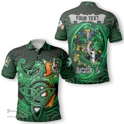 ScotsTee Shop Irish Brownlow Coat of Arms Irish Polo Shirt Family Crest Green Dragon Of Ireland Polo Shirt