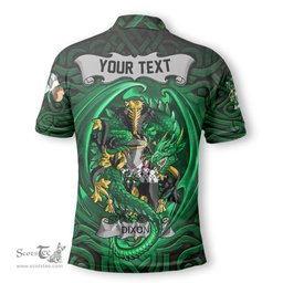 ScotsTee Shop Irish Dixon Coat of Arms Irish Polo Shirt Family Crest Green Dragon Of Ireland Polo Shirt