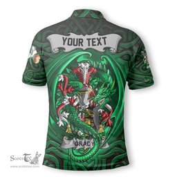 ScotsTee Shop Irish Grady or O Grady Coat of Arms Irish Polo Shirt Family Crest Green Dragon Of Ireland Polo Shirt