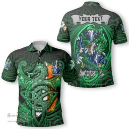 ScotsTee Shop Irish Gibson Coat of Arms Irish Polo Shirt Family Crest Green Dragon Of Ireland Polo Shirt