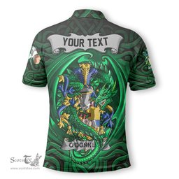 ScotsTee Shop Irish Donnell or O Donnell Coat of Arms Irish Polo Shirt Family Crest Green Dragon Of Ireland Polo Shirt