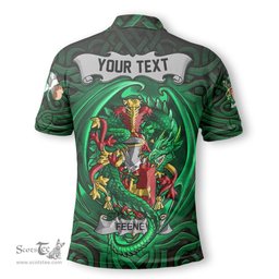 ScotsTee Shop Irish Feeney or O Feney Coat of Arms Irish Polo Shirt Family Crest Green Dragon Of Ireland Polo Shirt