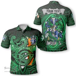 ScotsTee Shop Irish Digby Coat of Arms Irish Polo Shirt Family Crest Green Dragon Of Ireland Polo Shirt