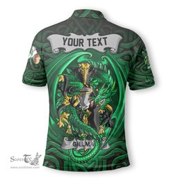 ScotsTee Shop Irish Gillman Coat of Arms Irish Polo Shirt Family Crest Green Dragon Of Ireland Polo Shirt