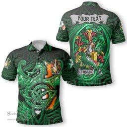 ScotsTee Shop Irish Fitz Nicol Coat of Arms Irish Polo Shirt Family Crest Green Dragon Of Ireland Polo Shirt