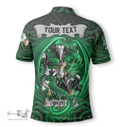 ScotsTee Shop Irish Forstall Coat of Arms Irish Polo Shirt Family Crest Green Dragon Of Ireland Polo Shirt
