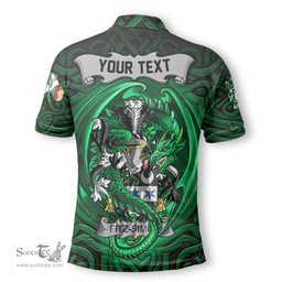 ScotsTee Shop Irish Fitz Simon Coat of Arms Irish Polo Shirt Family Crest Green Dragon Of Ireland Polo Shirt